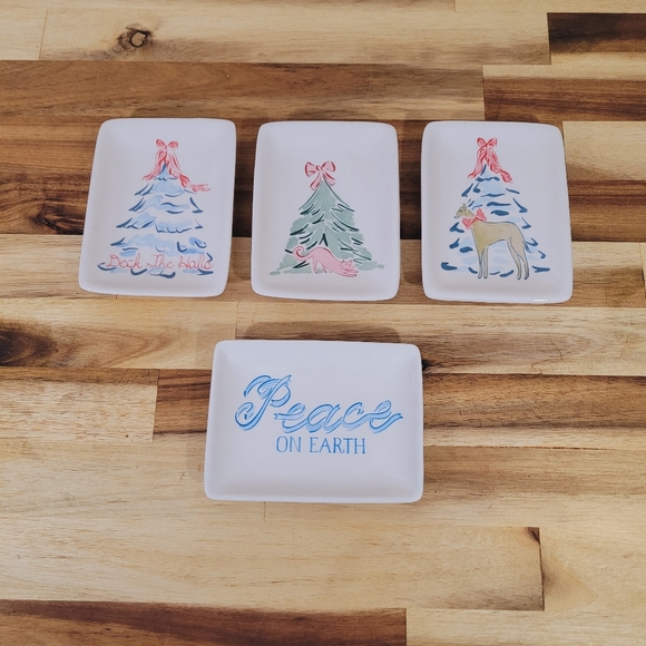 New Peace on Earth Christmas Holiday Appetizer Desert Rectangular Plate / Tray 4 - Picture 1 of 8